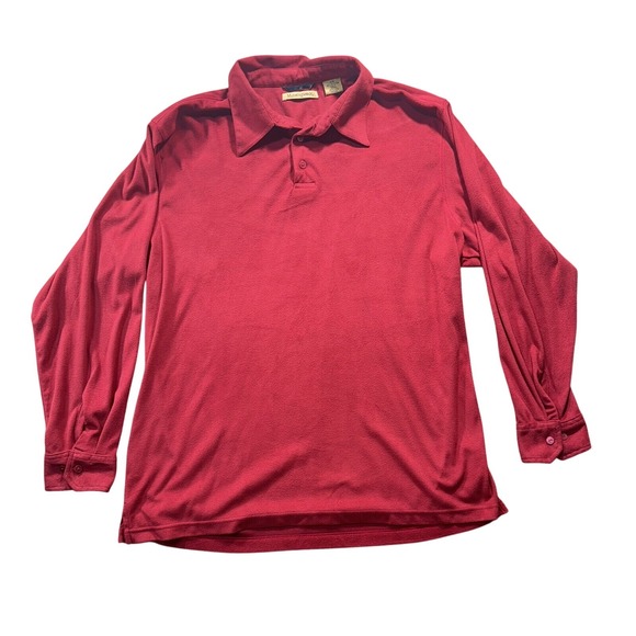 Munsingwear Other - Munsingwear Mens Large Red Long Sleeve Fleece Polo Shirt Collared Button Cuffs